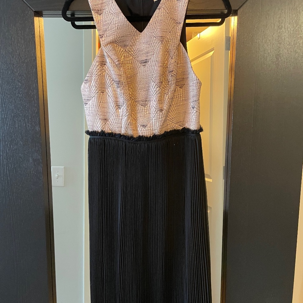 Champagne and  black cocktail dress